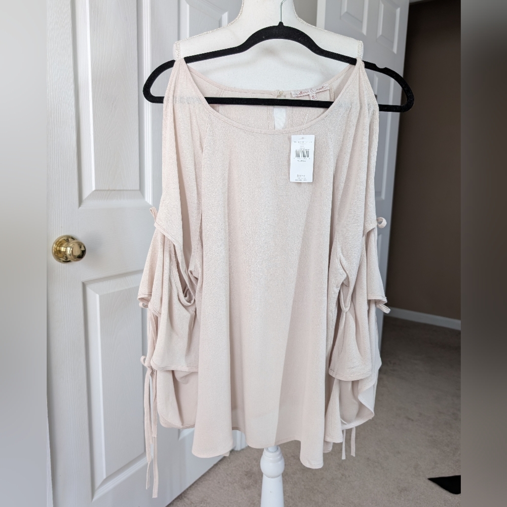 Willow And Root Tie Sleeve Top, Oatmeal, XL, Nwt - Picture 2 of 9